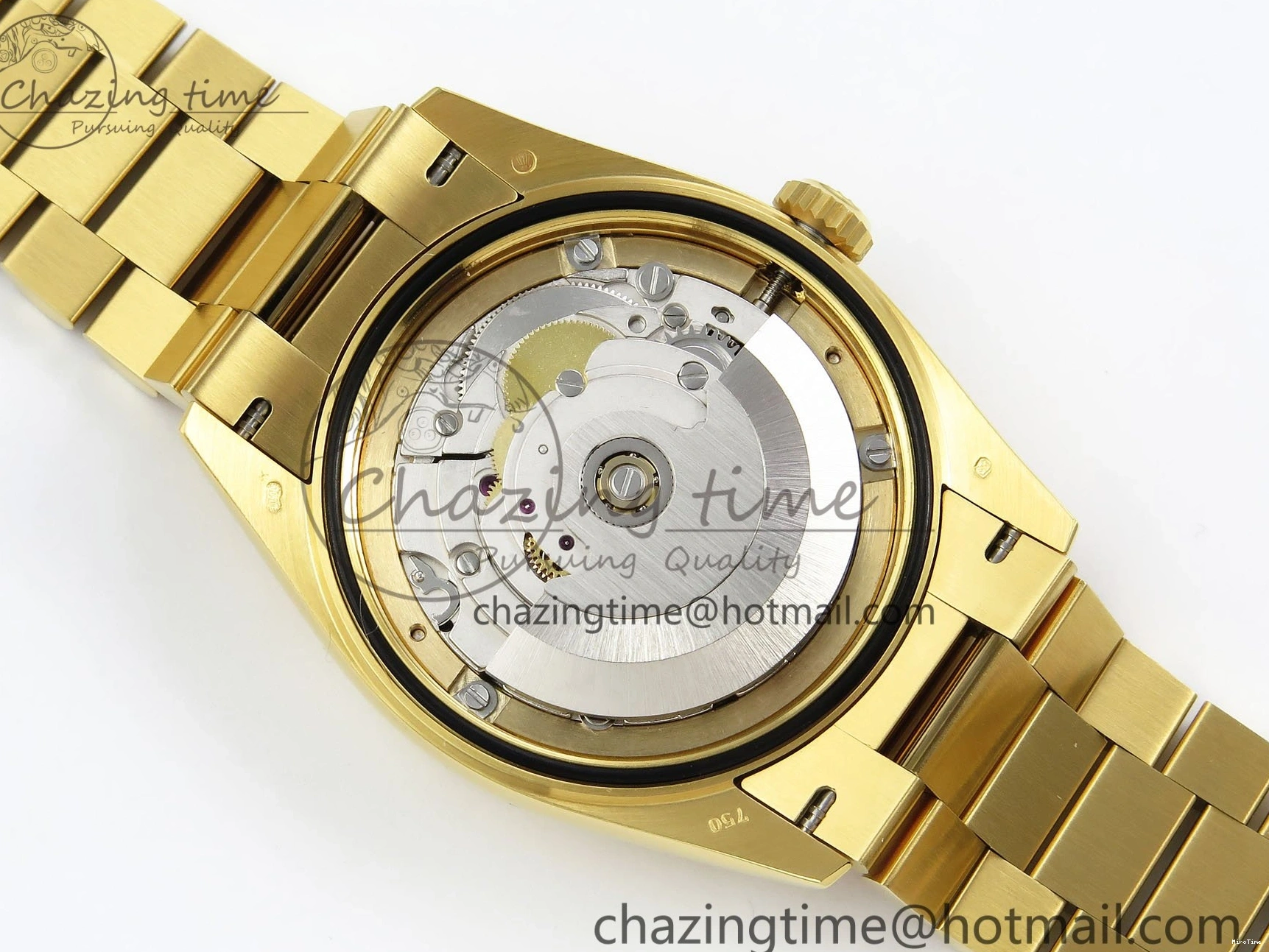 MiroTime 0121 WaterResistant Day Date 36 YG RAF 1:1 Best Edition Brown Oman Dial Diamonds Bezel on YG Bracelet A 1518